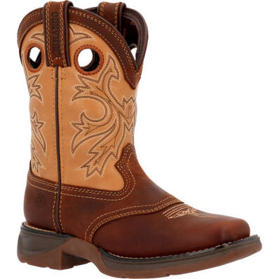 Durango Kids' Lil' Rebel Western Boot, Brown Tan – 3-4 front 2