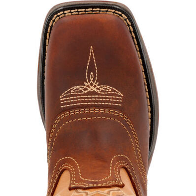 Durango Kids' Lil' Rebel Western Boot, Brown Tan – toe detail