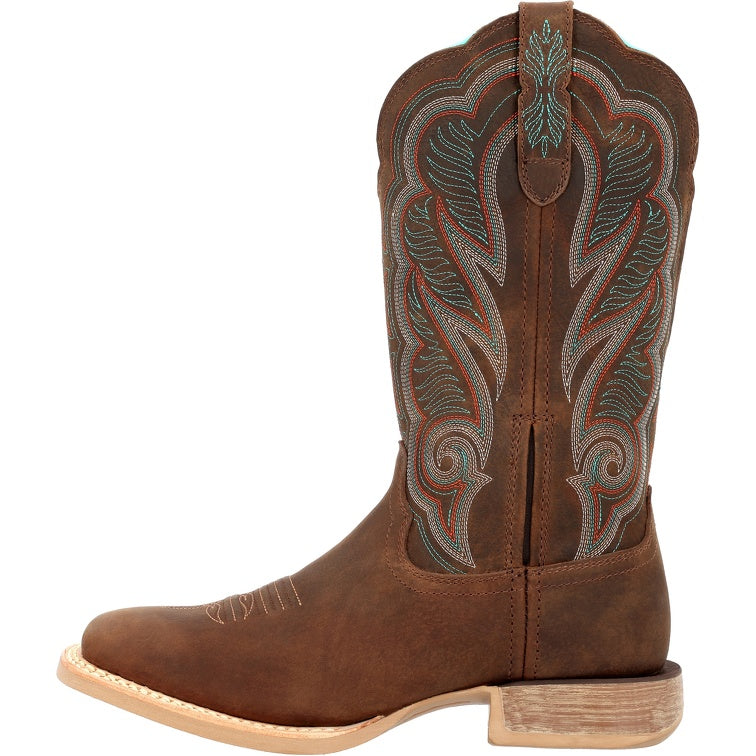 Durango Women's Lady Rebel Pro Western Boot in Juniper Brown, showcasing the stylish leather design and western boot silhouette.