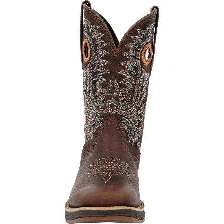 Durango Women's Lady Rebel Ultra-Lite Western Boot with pointed toe and Western stitching, brown leather finish.