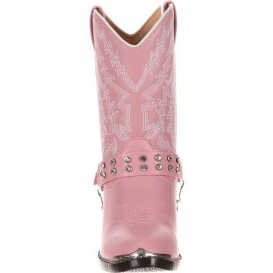 Durango little kid pink rhinestone western boots with pink bling, featuring decorative rhinestones and classic western style.