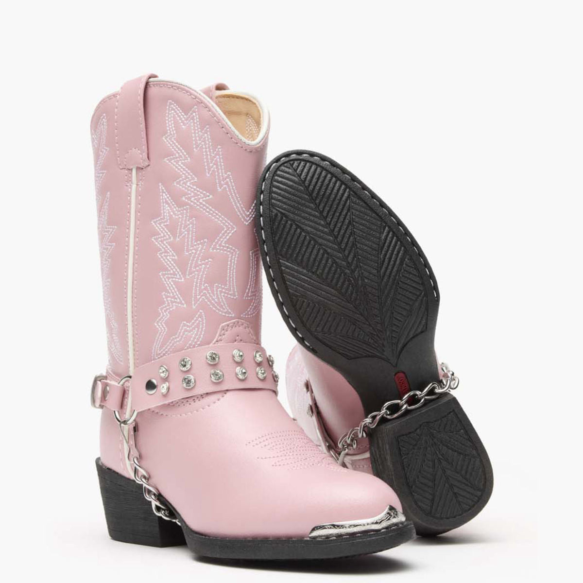 Durango Kids' Little Kid Pink Rhinestone Western Boot, Pink Bling – sole