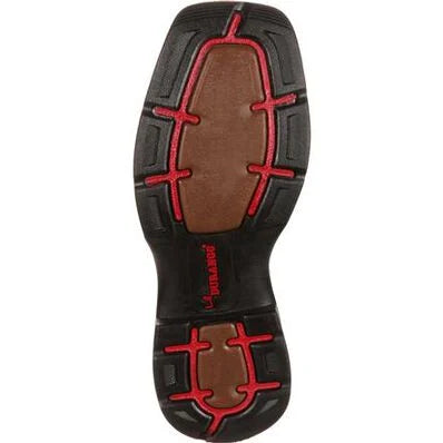 Durango Little Kid Western Boots in tan and black leather with classic Western stitching and pull tabs for kids.
