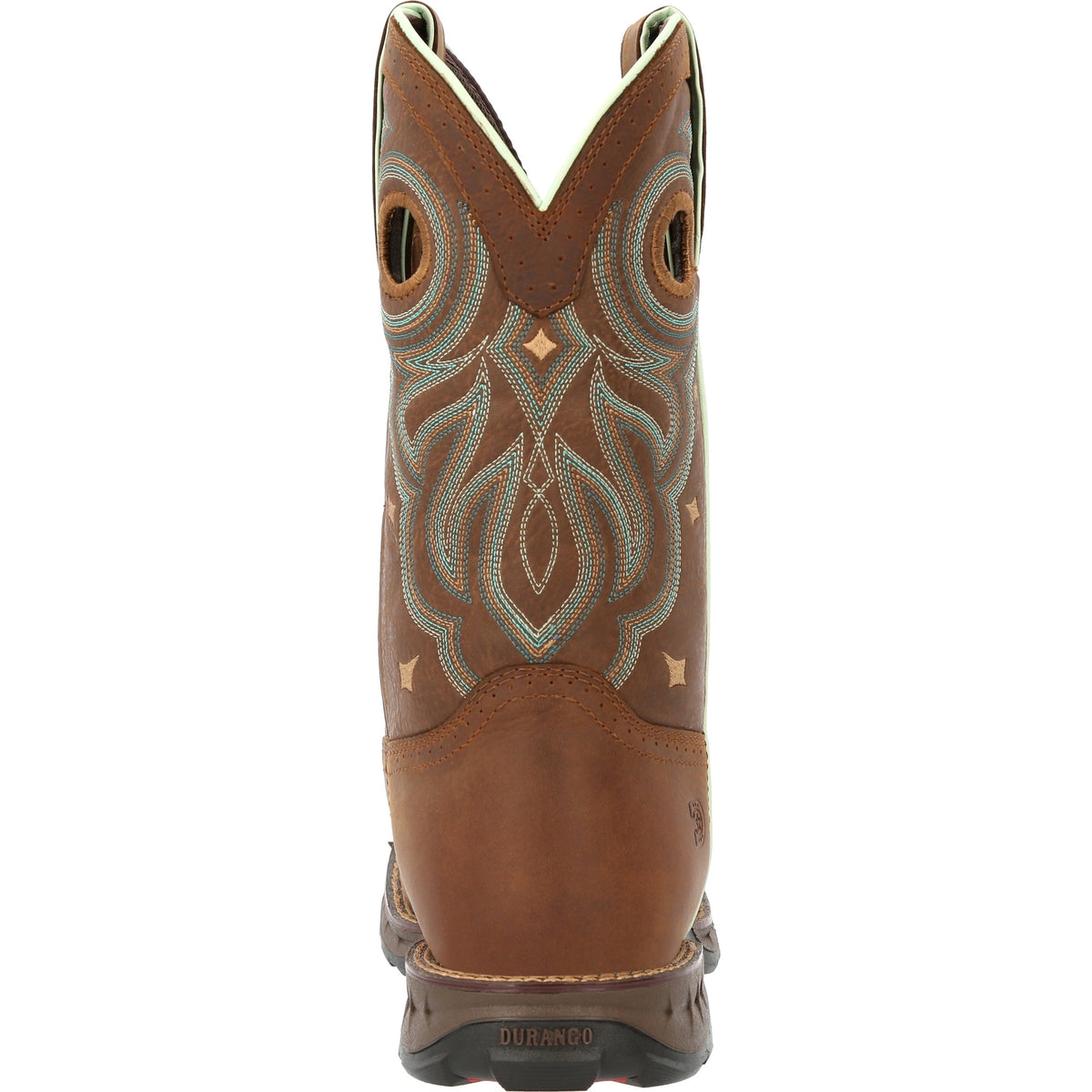 Durango Maverick women's steel toe waterproof western work boots with leather upper and rugged outsole.
