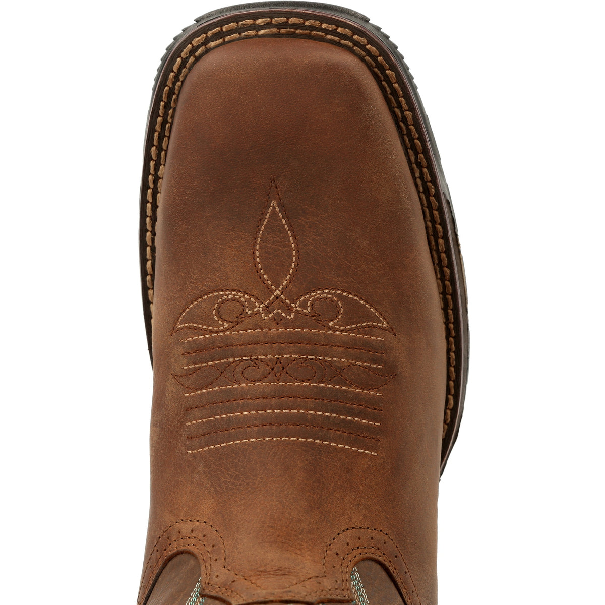 Durango Maverick women's steel toe waterproof western work boots with leather upper and rugged outsole.
