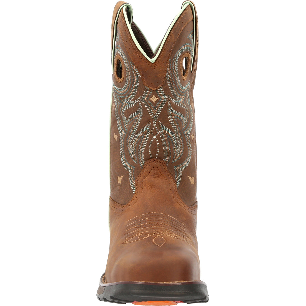 Durango Maverick women's steel toe waterproof western work boots with rugged leather and sturdy soles.