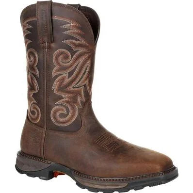 Durango Men's Maverick XP Steel Toe Waterproof Work Boot, brown – 3-4 front 2
