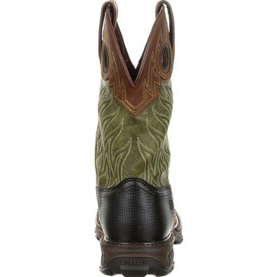 Durango Men's Maverick XP Waterproof Western Boot, brown with green shaft – heel