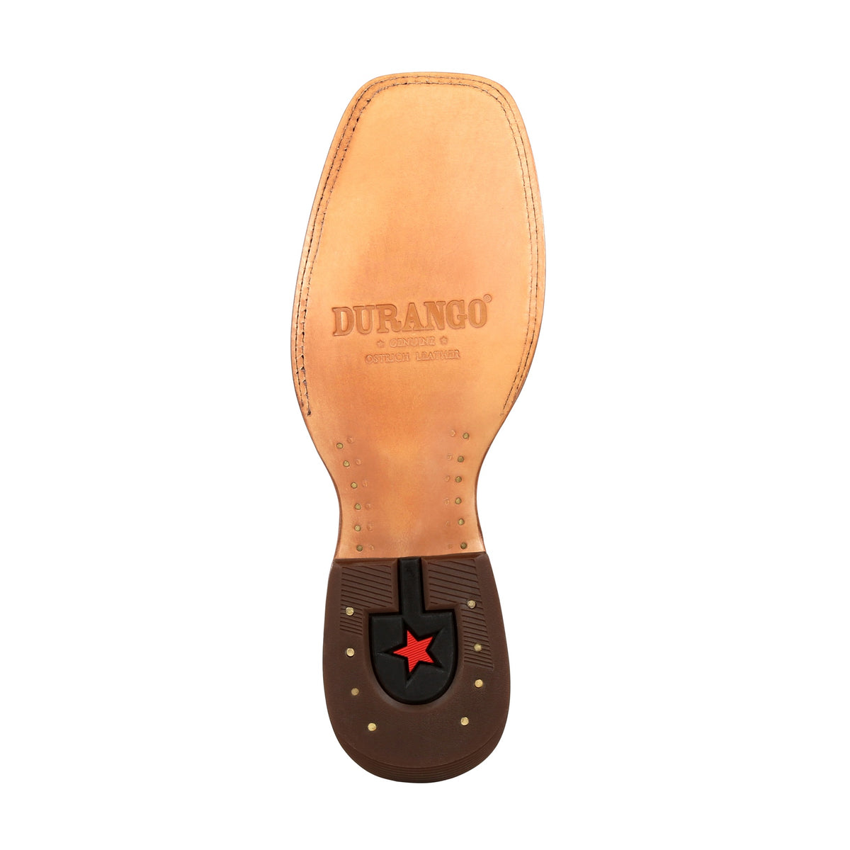 Durango Men's brown exotic full-quill ostrich western boots with square toe, showcasing detailed textured leather and western style.