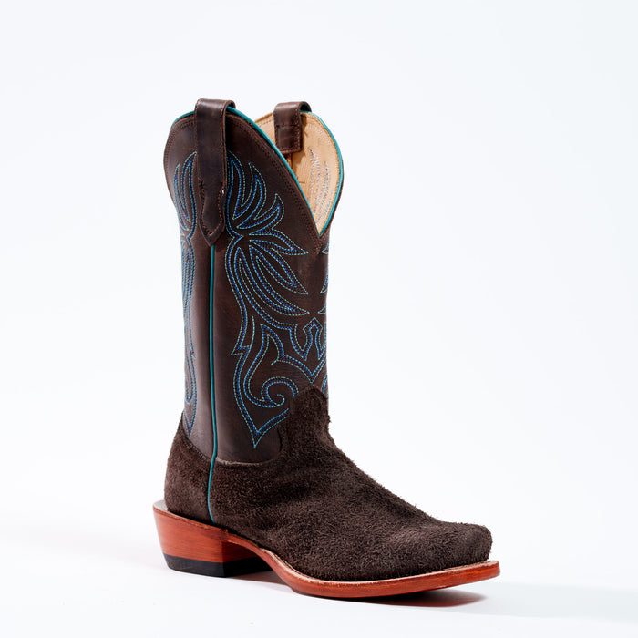 Fenoglio Boot Co. Women's Chocolate Fuji Roughout Cutter Toe Cowboy Boot 15291217