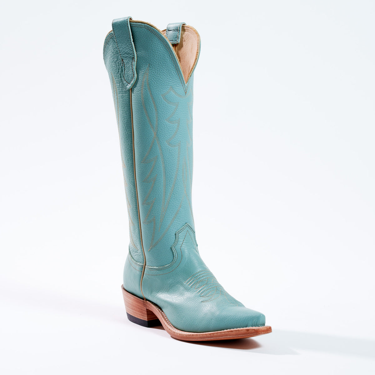 Fenoglio Boot Co. Women's All-Over Snip Toe Cowboy Boot, Robins Egg – 3-4 front