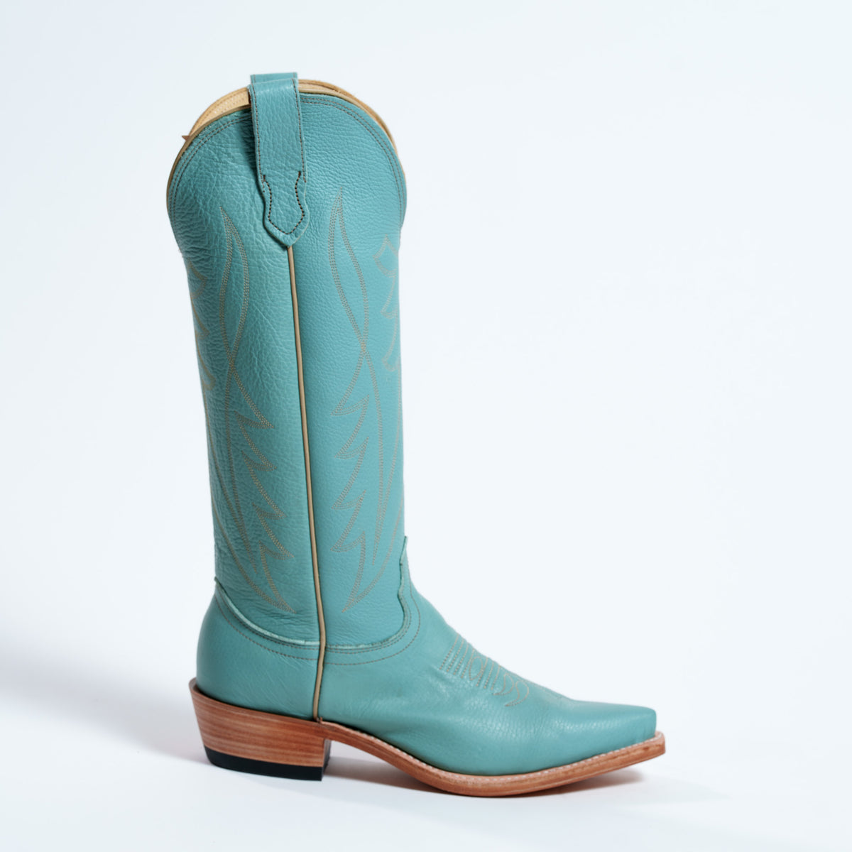 Fenoglio Boot Co. Women's All-Over Snip Toe Cowboy Boot, Robins Egg – side