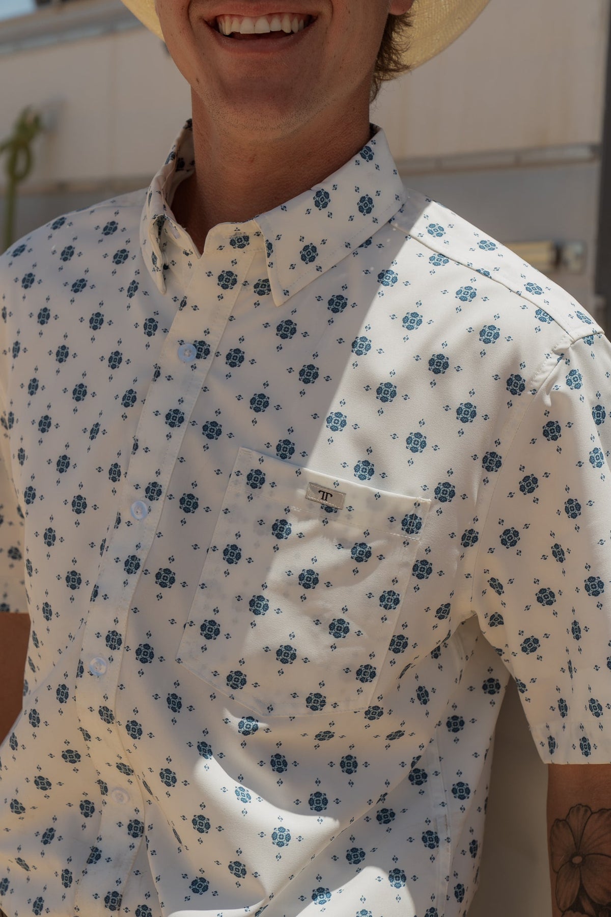 Ferrell Brand Men's Beau Button-Up Short Sleeve Shirt, White – lifestyle 3