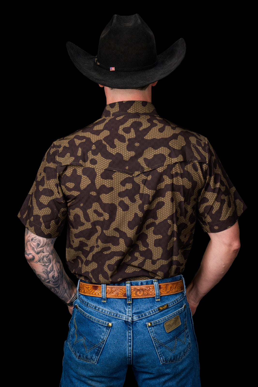 Ferrell Brand Men's Gage Pearl Snap Short Sleeve Shirt, Brown Camo – back
