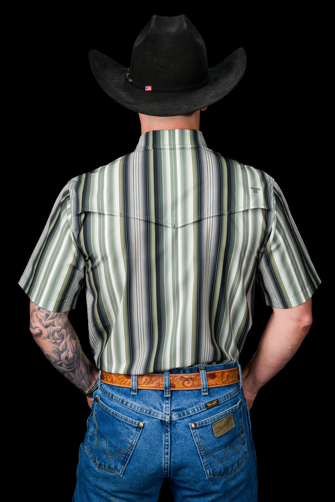 Ferrell Brand Men's Harrison Pearl Snap Short Sleeve Shirt, Green – back