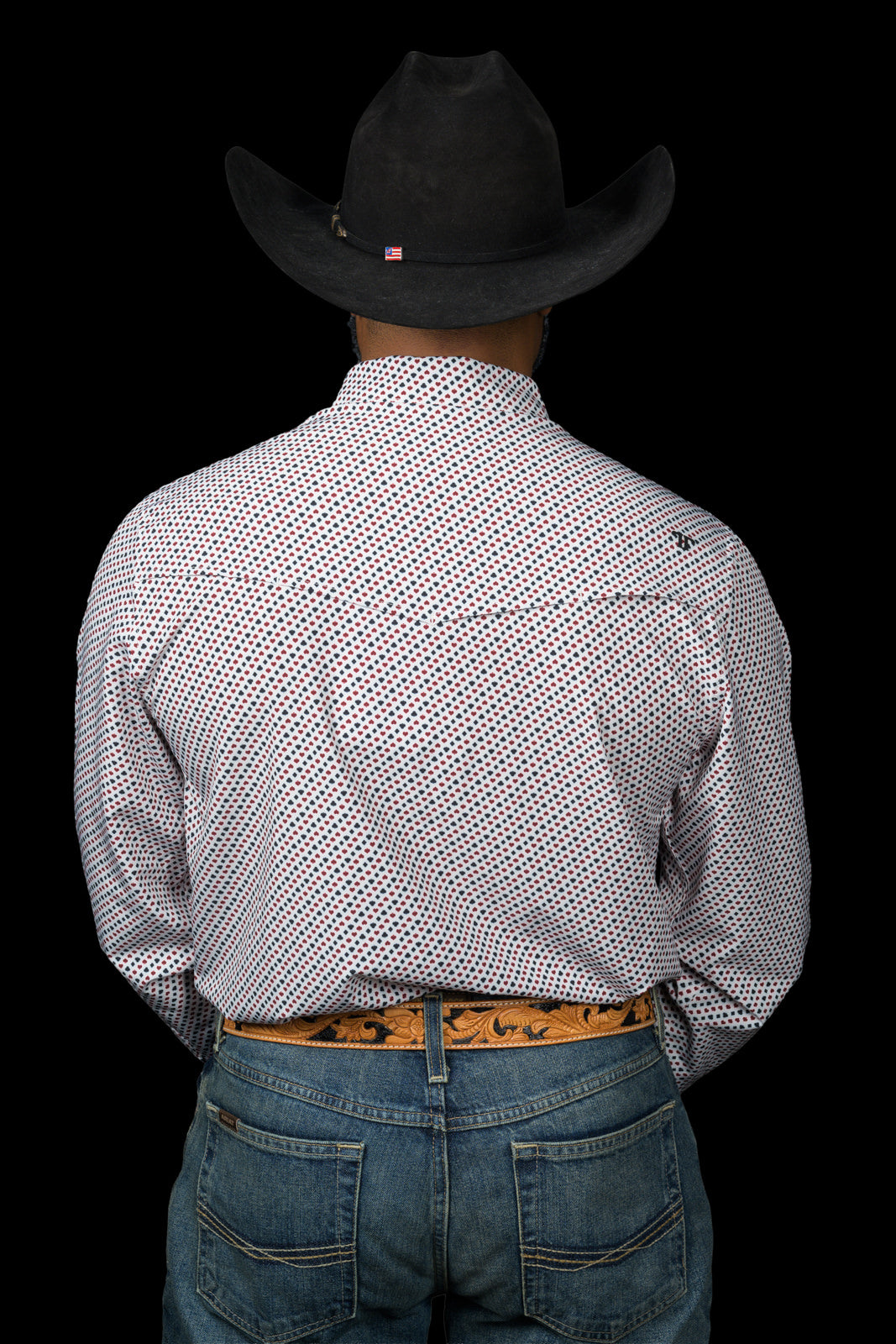 Ferrell Brand Men's Spade Pearl Snap Long Sleeve Shirt, White – back