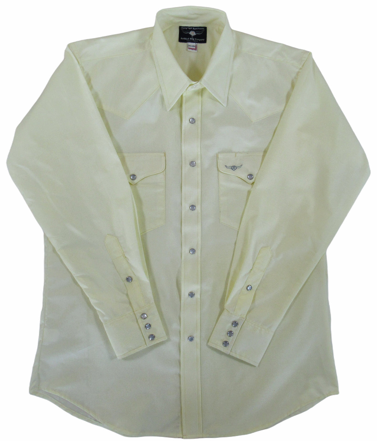 Flying R Ranchwear Western Classic long sleeve shirt in pale yellow with snaps and a classic fit by Ruddockshirts.com.