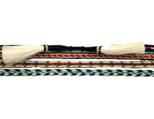 Genuine M&F horsehair hat bands in assorted colors, stylish accessory for cowboy and western hats.