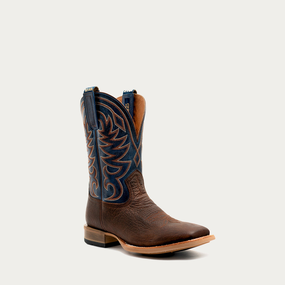 HYER Men's Clyde 11" Western Boot, Brown/Blue – 3-4 front