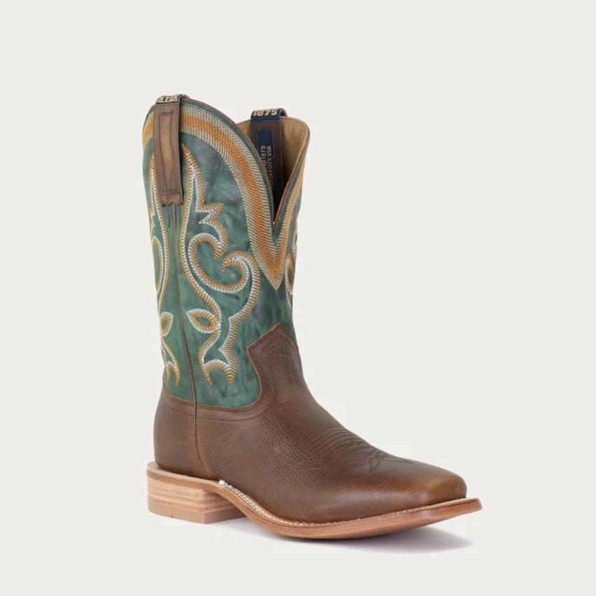 HYER Men's Easton 11" Western Boot, Brown/Green – 3-4 front