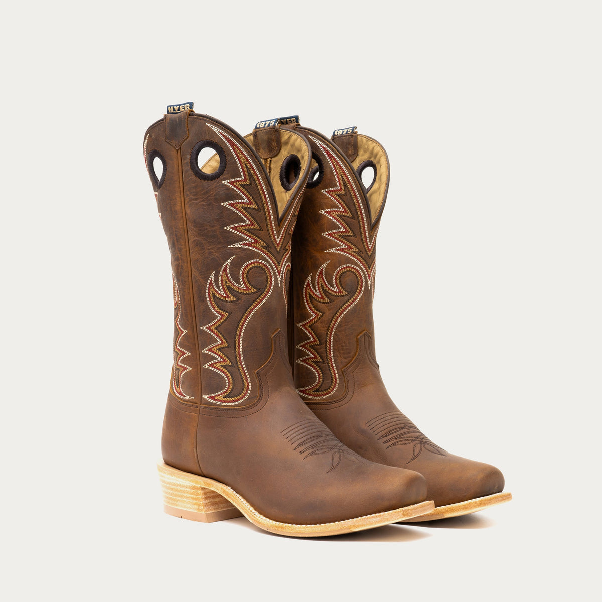 HYER Men's McCune 13" Cowboy Boot, Brown Butter Cowhide – pair 3-4 front