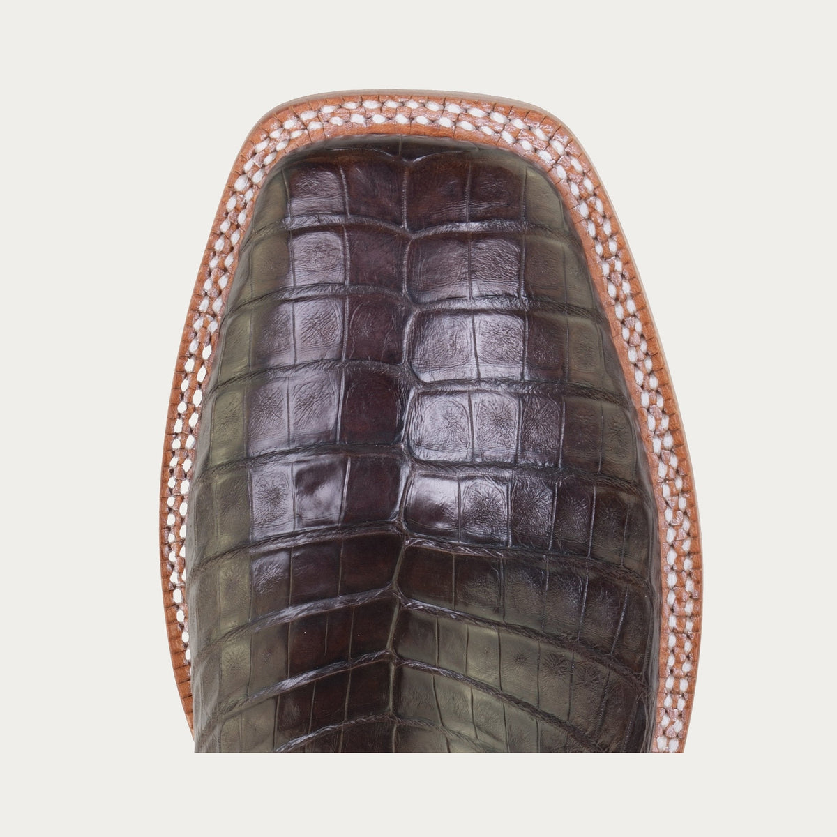 HYER Men's Russell 13" Western Boot, Waxy Coffee Caiman/Chocolate – toe