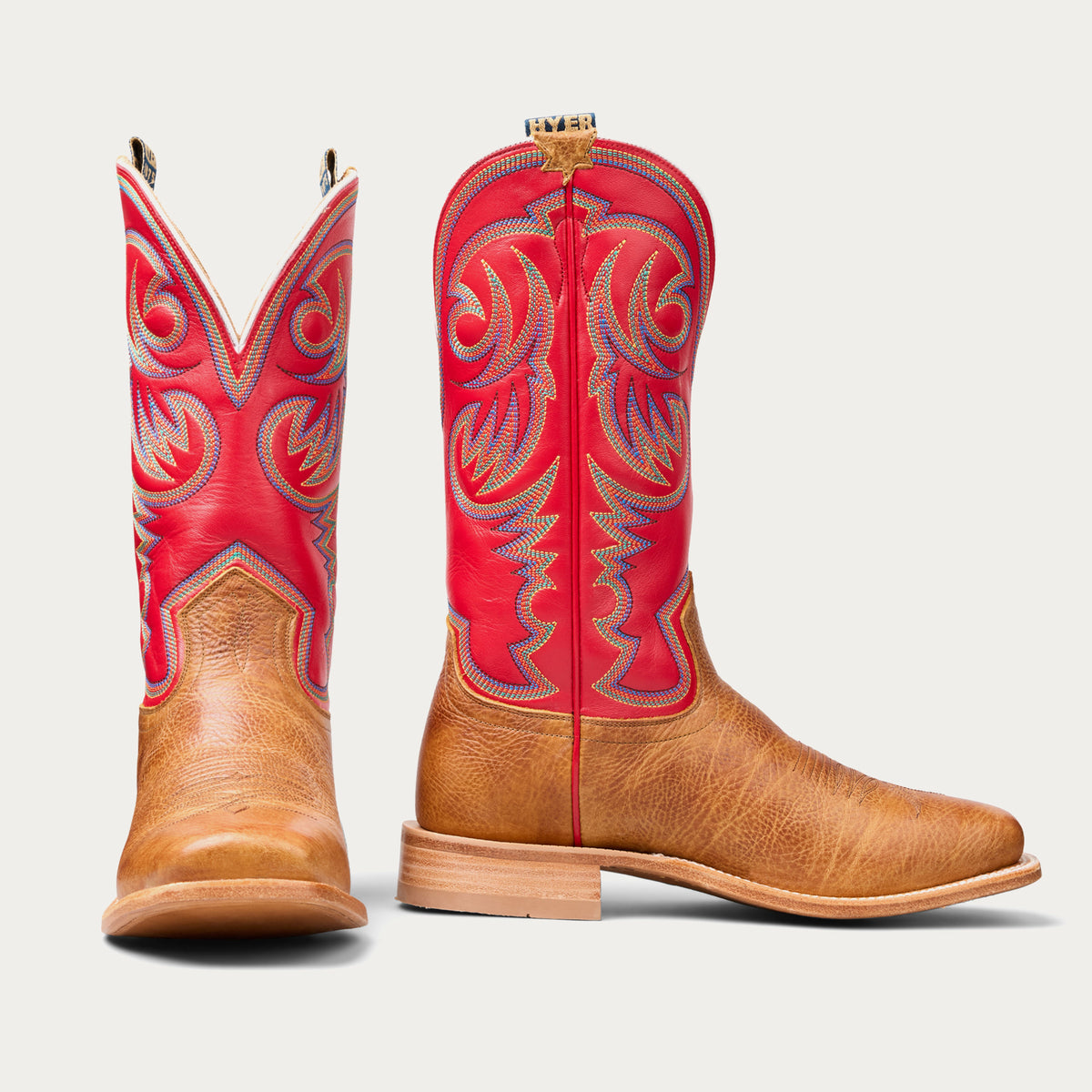HYER Men's Sawyer 13" Western Boot, Tan/Red – pair