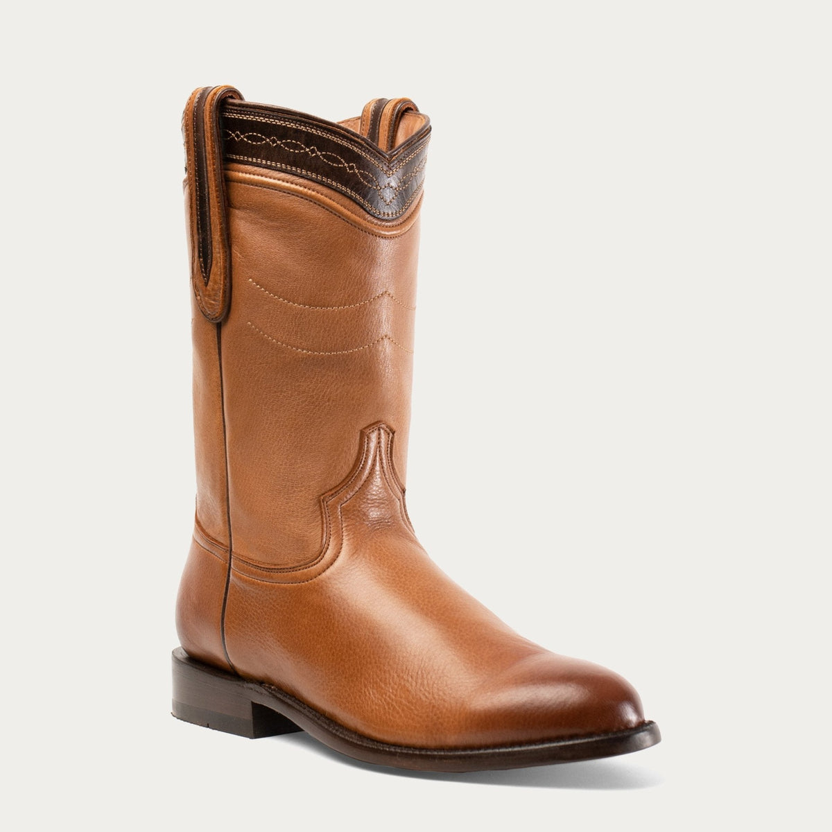 HYER Men's Western Wellington Boot, Taupe American Deerskin – 3-4 front