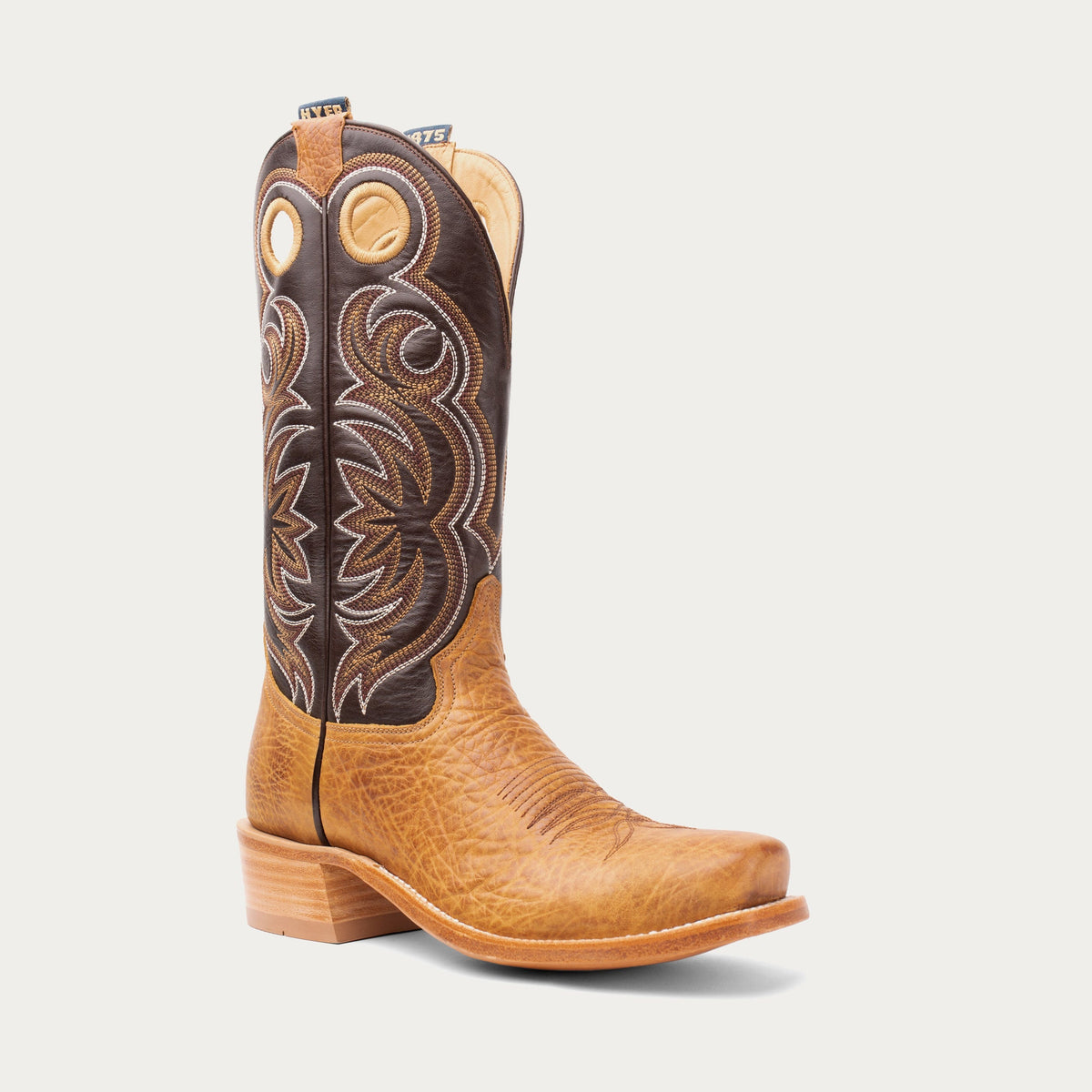 HYER Men's Riley 13" Western Boot, Tan/Deep Chocolate – 3-4 front