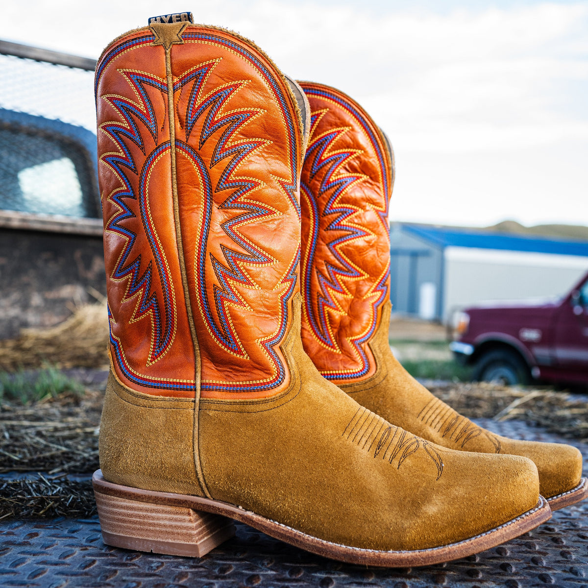 HYER Men's Spearville 13" Western Boot, Bronze/Tangerine – lifestyle