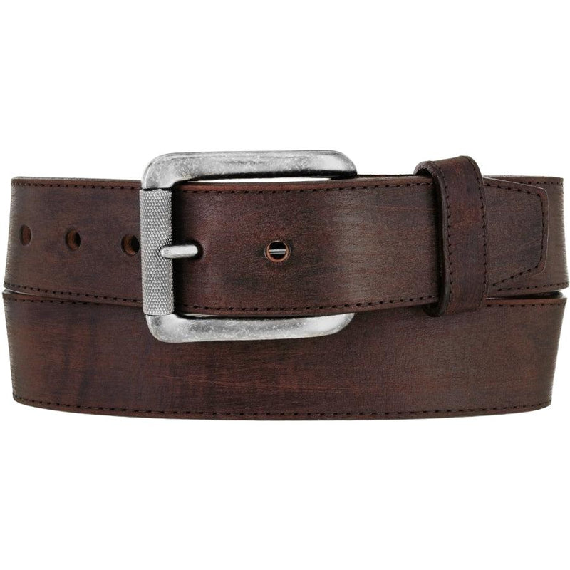 Leegin Justin Bomber Belt in black leather with metal buckle, stylish belt for men featuring a sleek design and adjustable fit.