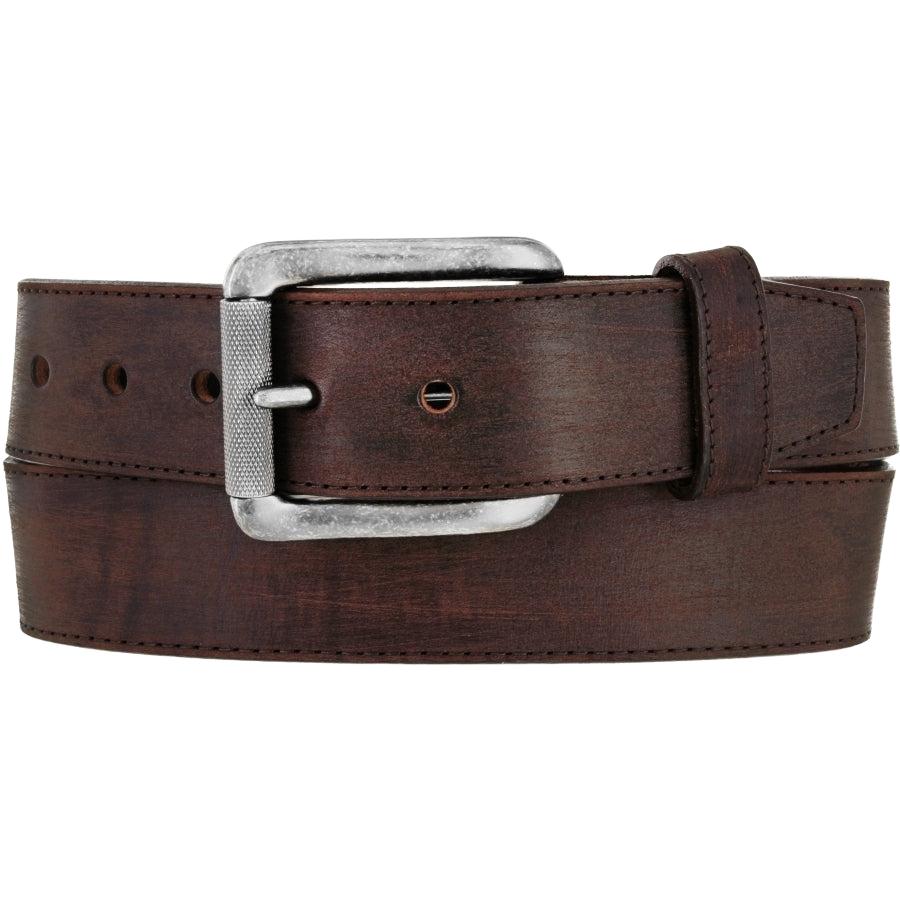 Leegin Justin Bomber Belt in black leather with metal buckle, stylish belt for men featuring a sleek design and adjustable fit.