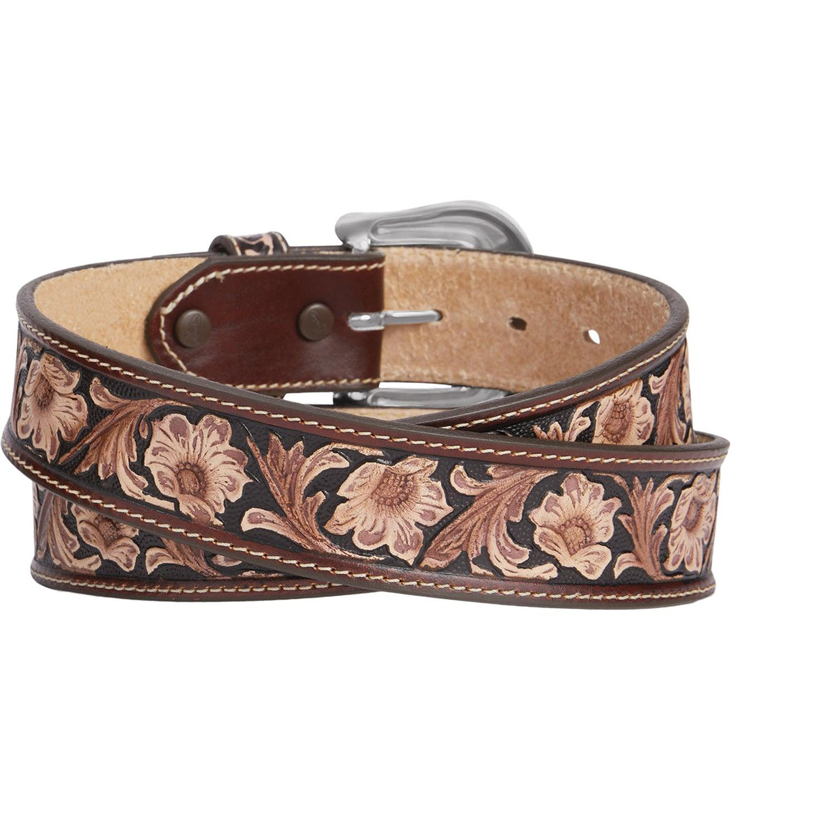 Leegin Justin Bonanza Trail Belt in leather with detailed stitching, style no. C14114, casual belt for outdoor wear.
