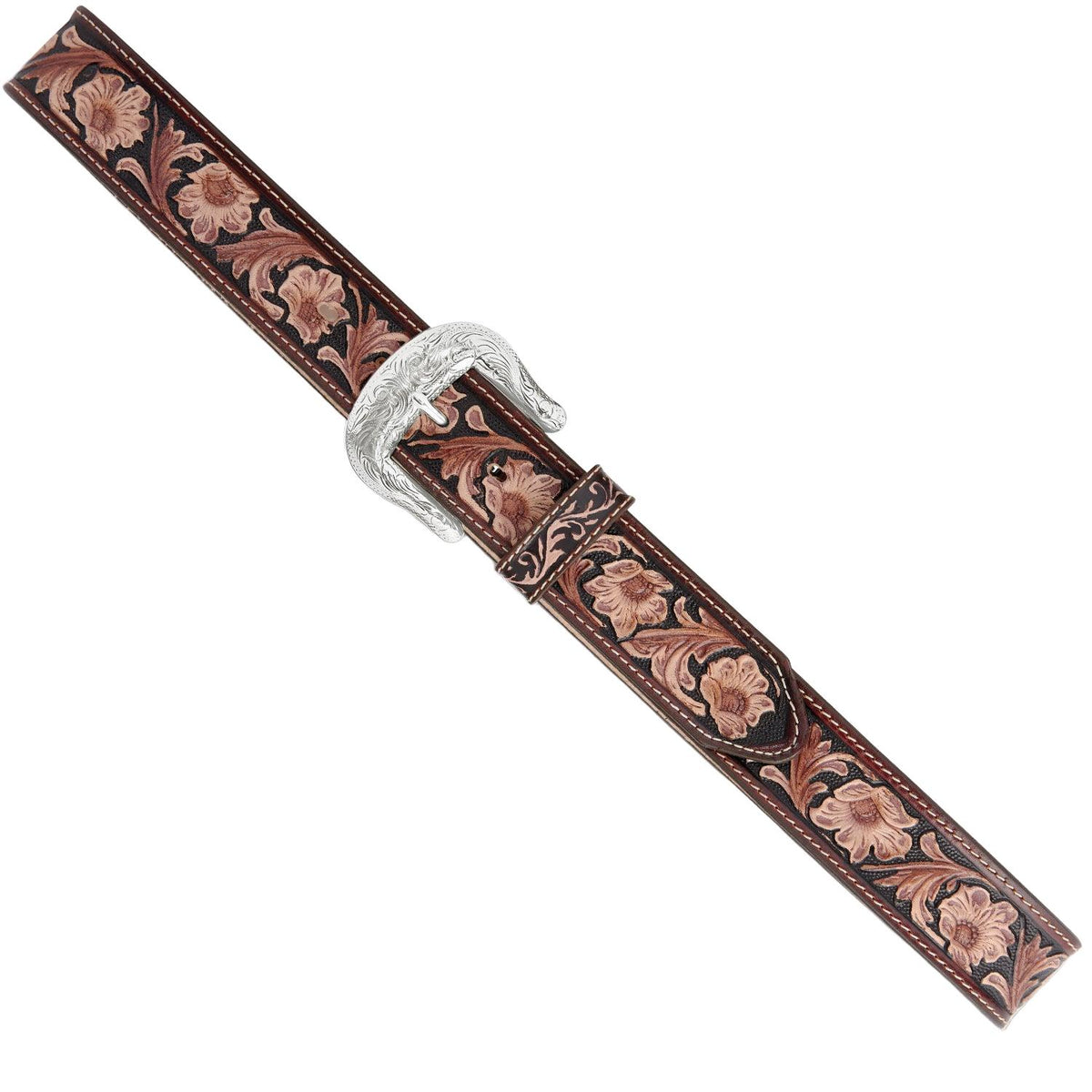 Leather Justin Bonanza Trail Belt by Leegin with detailed stitching and buckle, stylish accessory for casual and outdoor wear.