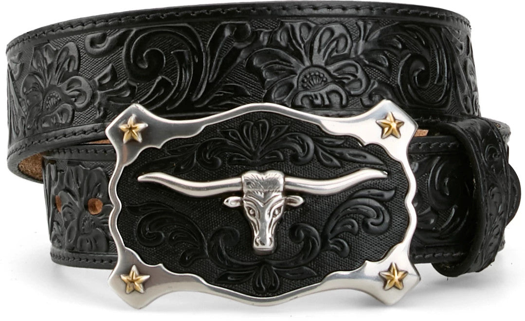 Justin Men's Classic Longhorn Belt, Black – buckle