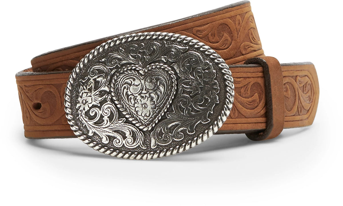 Justin Girls' Trophy Kids' Belt, Aged Bark – buckle