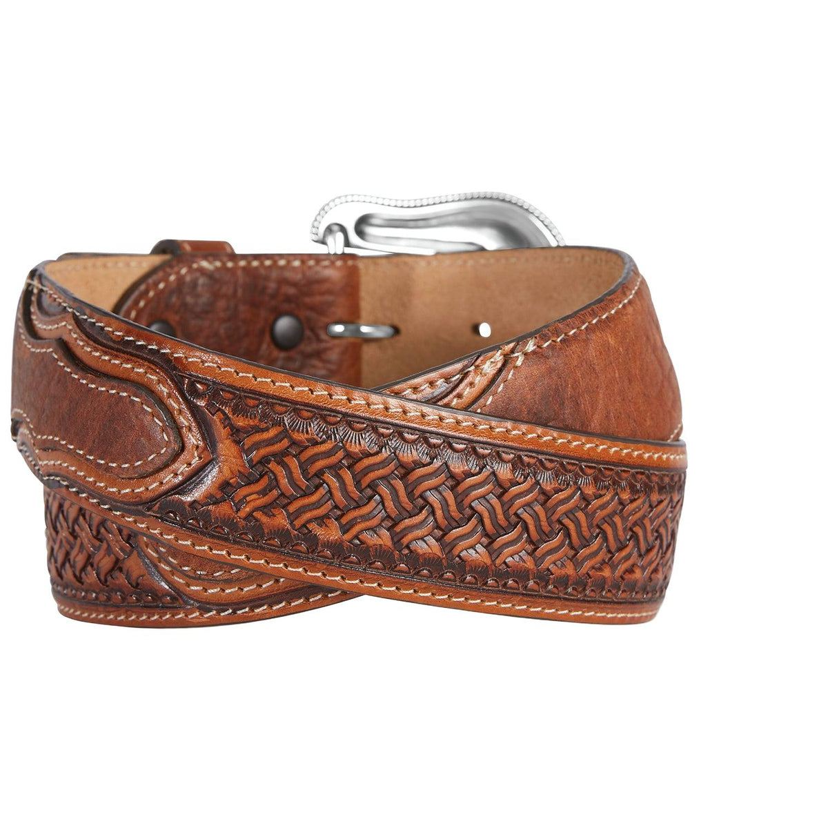 Justin Idaho Bison Belt by Leegin, durable leather belt with rustic bison design, style no. C42814, for casual and western wear