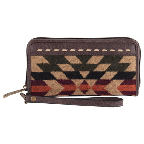 Justin Ladies Large Wallet Brown and Multicolored Aztec