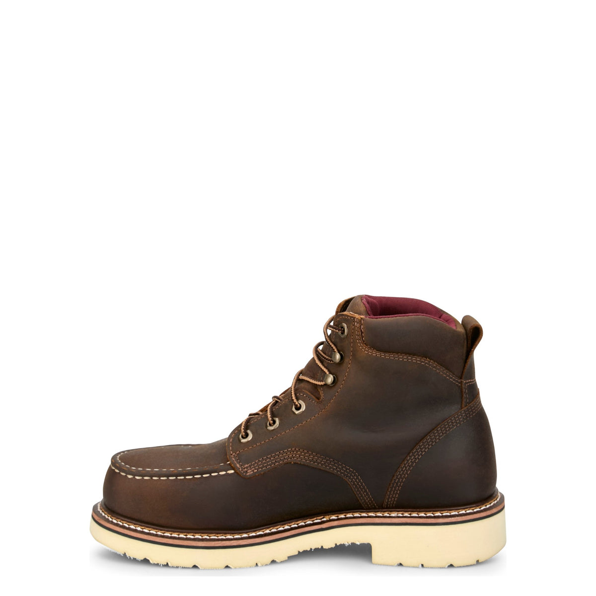 Justin Men's Akron 6" Waterproof Mocc Toe Work Boot, Hickory – inside