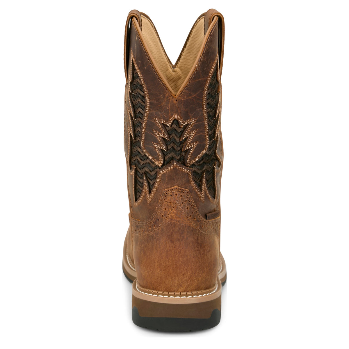 Justin Men's Bolt 11" Waterproof Comp Toe Work Boot, Pecan – heel