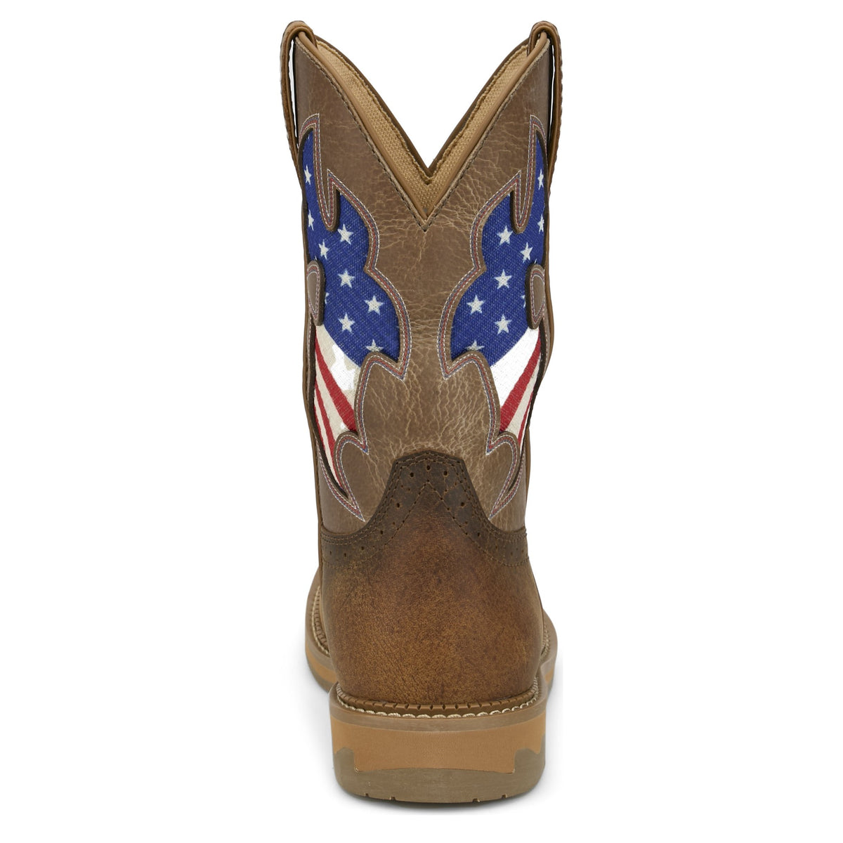 Justin Men's Bolt 11" Waterproof Work Boot, Pecan – heel