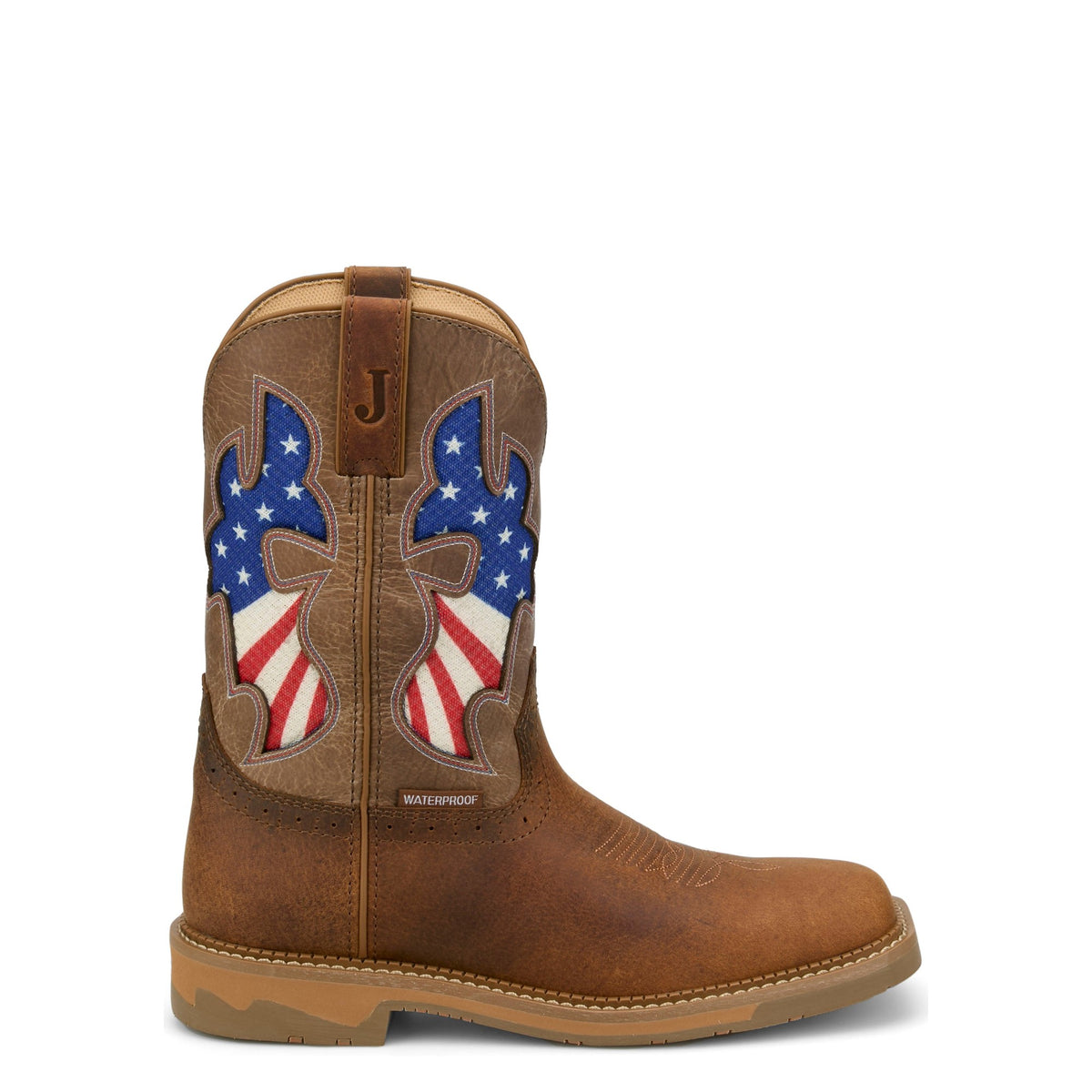 Justin Men's Bolt 11" Waterproof Work Boot, Pecan – side