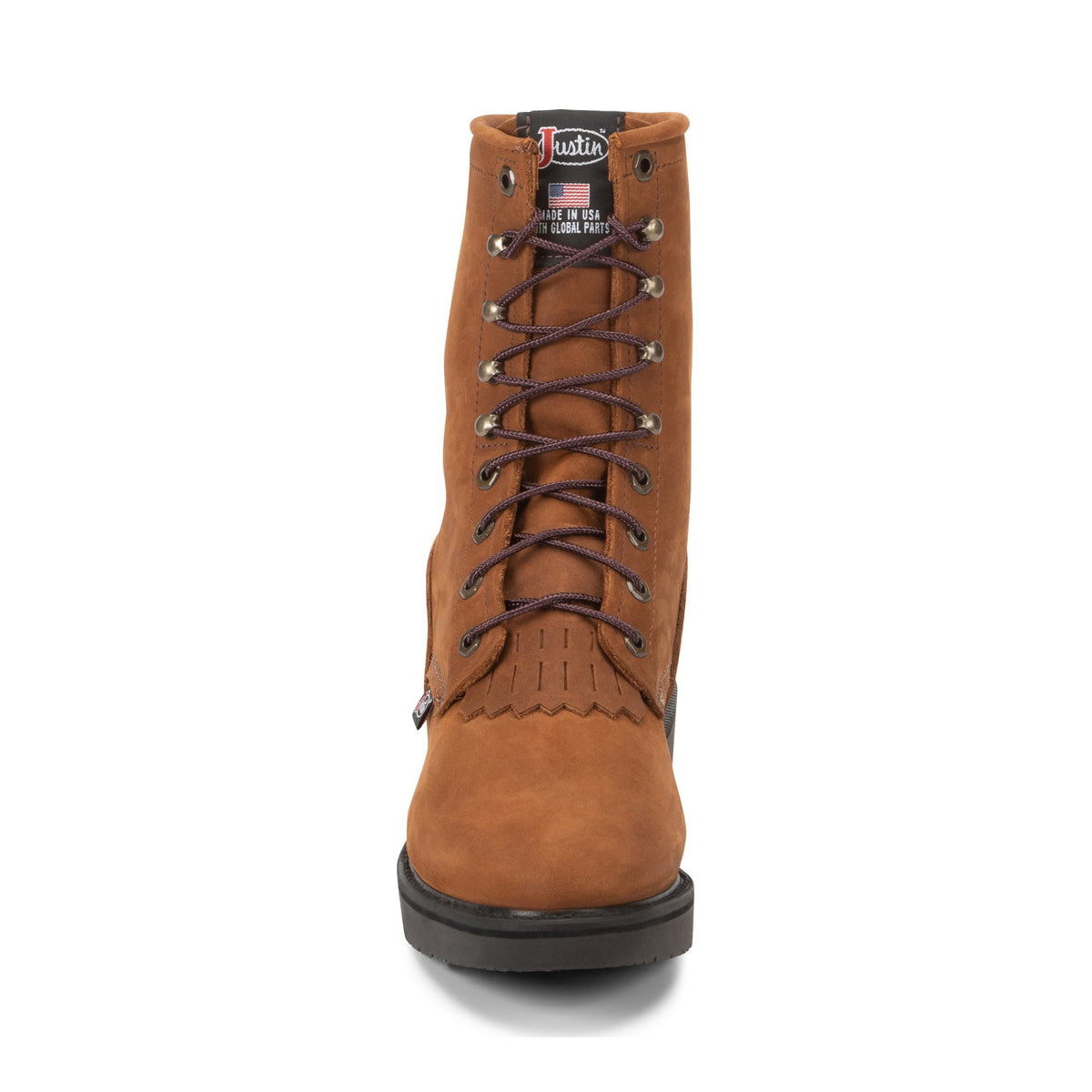 Justin Men's Conductor 8" Lace-Up Work Boot, Hazel Brown – toe