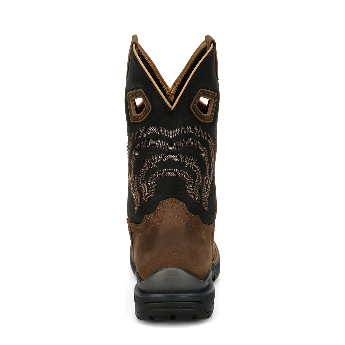 Justin Men's Slickline 11" Waterproof Work Boot, Brown and Black – heel