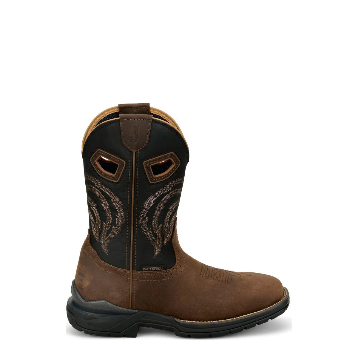 Justin Men's Slickline 11" Waterproof Work Boot, Brown and Black – side