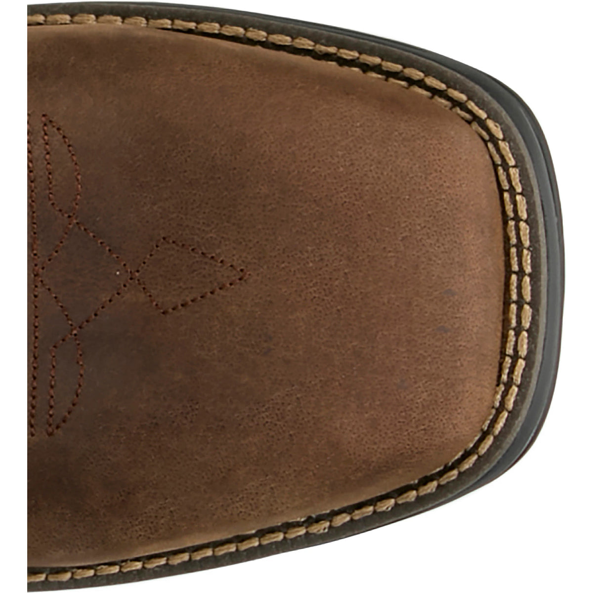 Justin Men's Slickline 11" Waterproof Work Boot, Brown and Black – toe detail