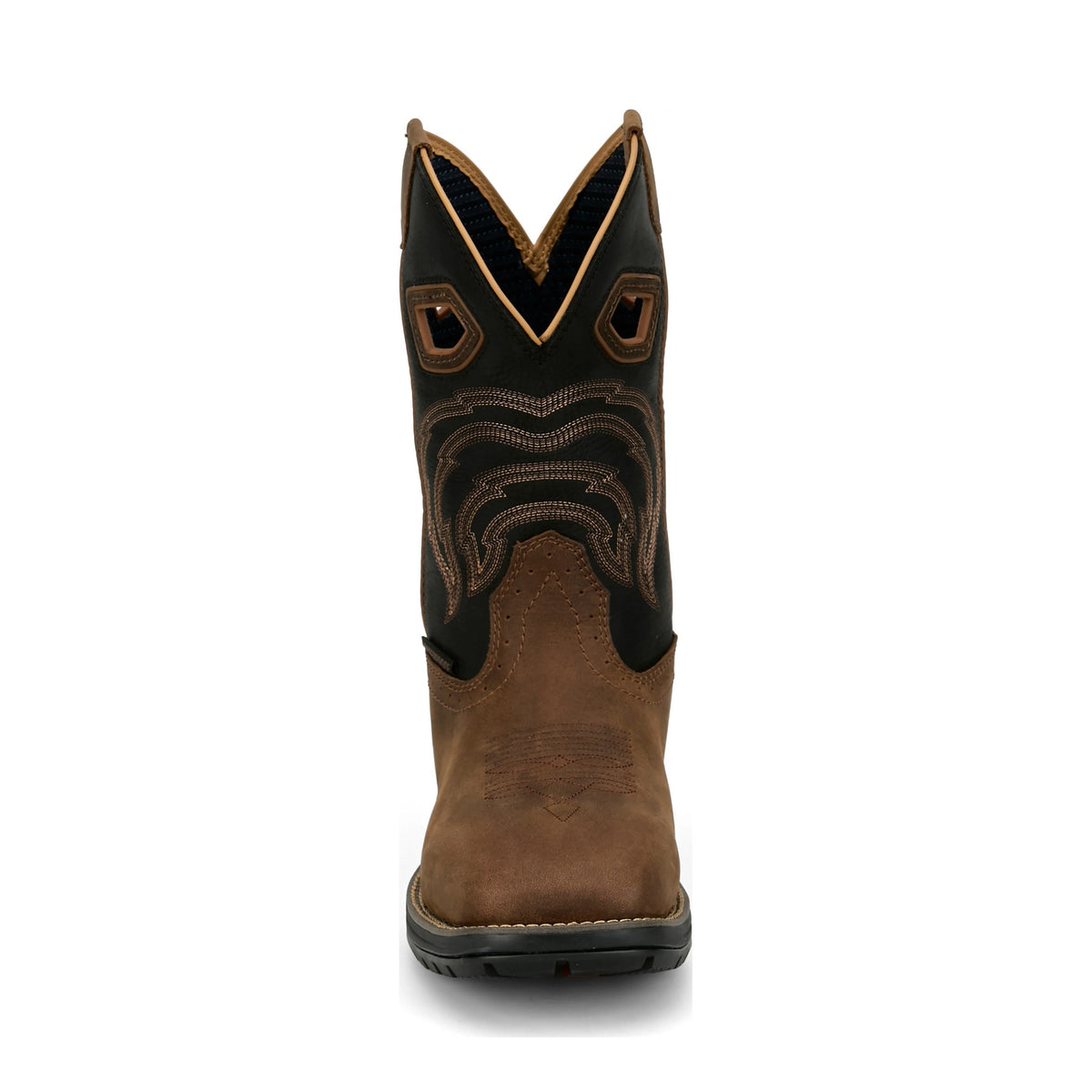 Justin Men's Slickline 11" Waterproof Work Boot, Brown and Black – toe