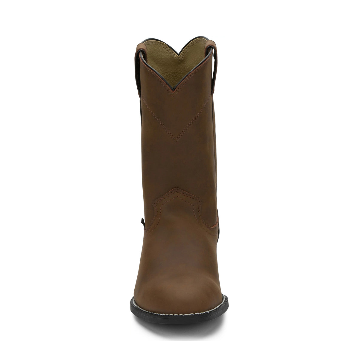 Justin Men's Temple 10" Roper Boot, Clay Brown – toe