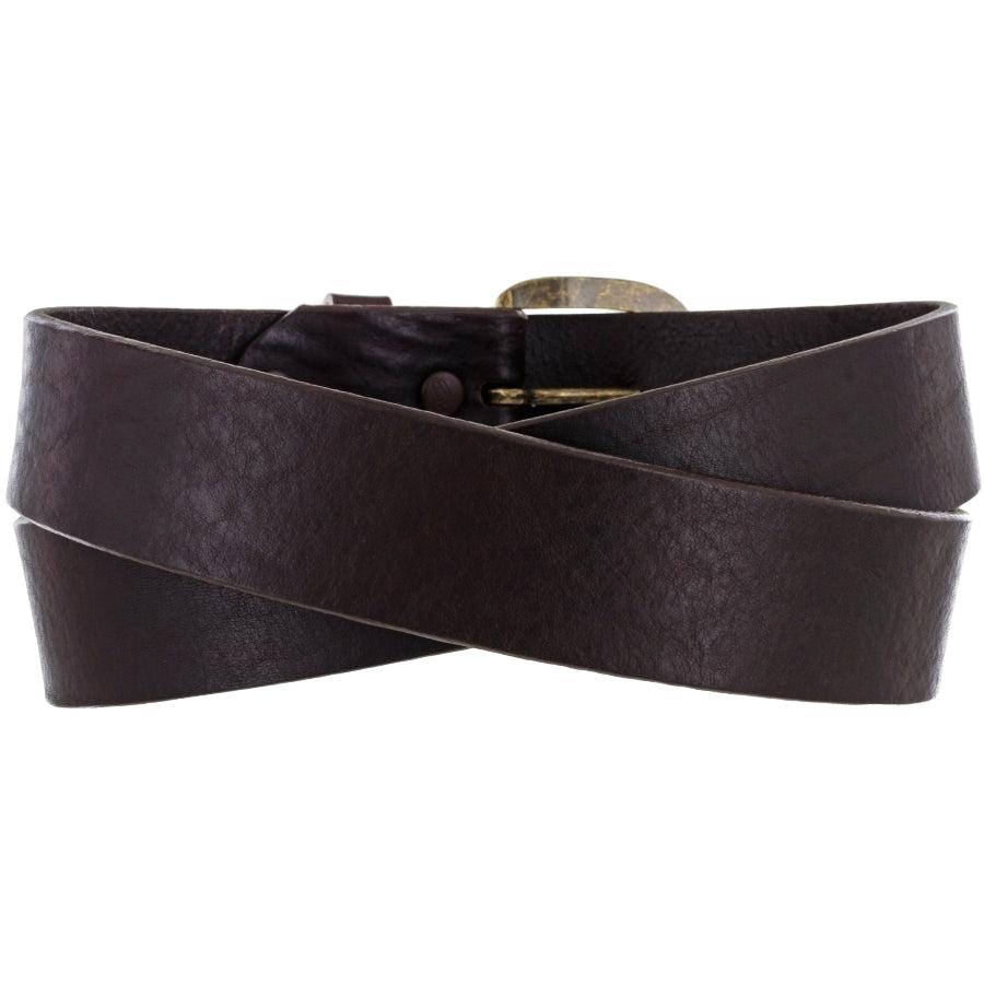 Leegin Justin Work Basic Belt style no. 232BR, casual leather belt with metal buckle, shown in natural brown color.