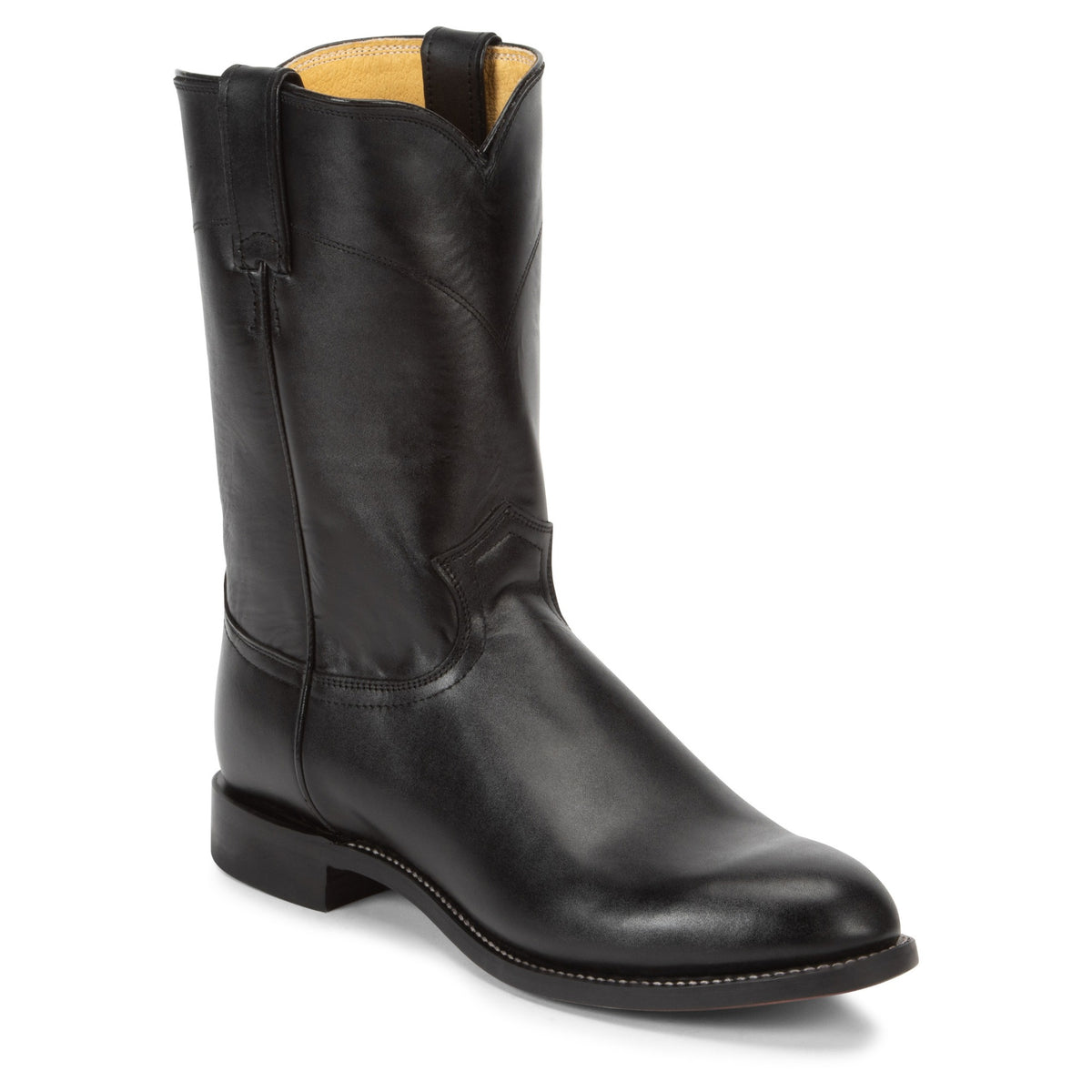 Justin Men's Jackson 10" Roper Boot, Black – 3-4 front